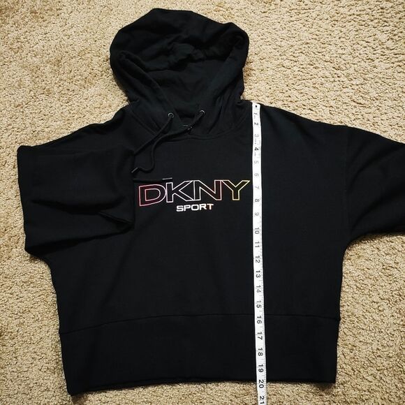 DKNY Sport Ombre-Logo Cropped Hoodie Long Sleeve -C - Picture 4 of 6
